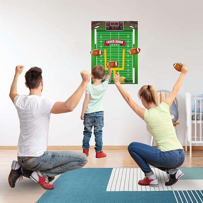 FEPITO Pin The Football Game for Kids, Birthday Party Game with 24 Pcs Football Stickers for Party Decorations