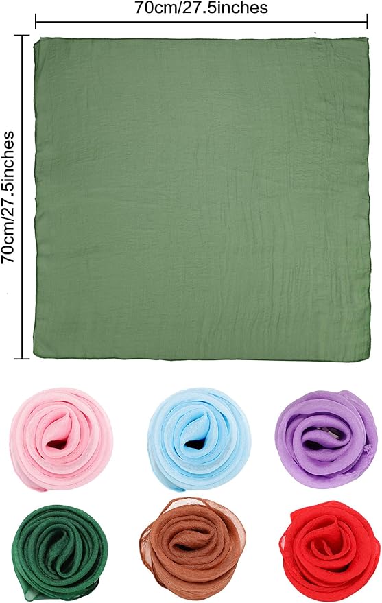 Boao 6 Pieces Chiffon Scarf 1950s Square Neck Head Scarfs Vintage Soft Polyester for Women Lady
