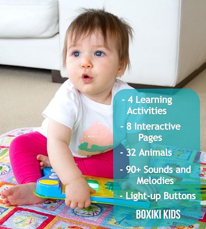 Boxiki kids Animal Sound Book for Toddlers – Interactive Learning Activity Book with Music, Animal Names & Sounds. Educational Toy for Baby & Early Development