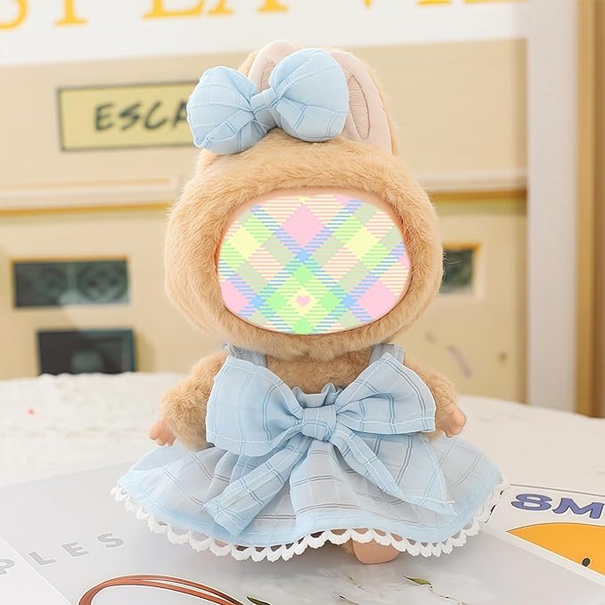 Clothes for Dolls Accessories (No Doll), Kawaii Skirt Outfit Set 2 Pieces for 15cm 17cm Doll Suit, Stylish Dress Up Bowknot Doll Clothing Set Replacement Blue