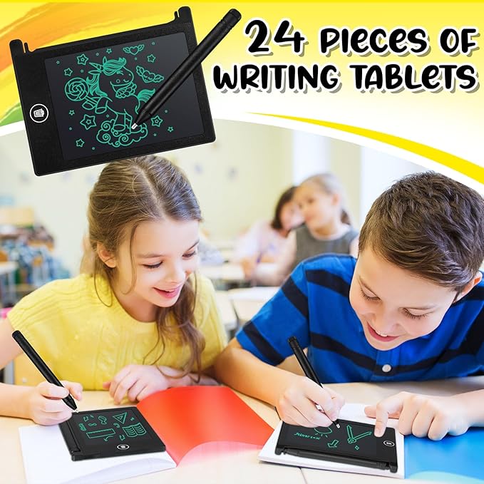 24 Pieces LCD Writing Tablet Bulk Kids Mini Drawing Pad 4.5 Inch Electronic Doodle Board Kids Party Favor Classroom Gift(Black Frame)