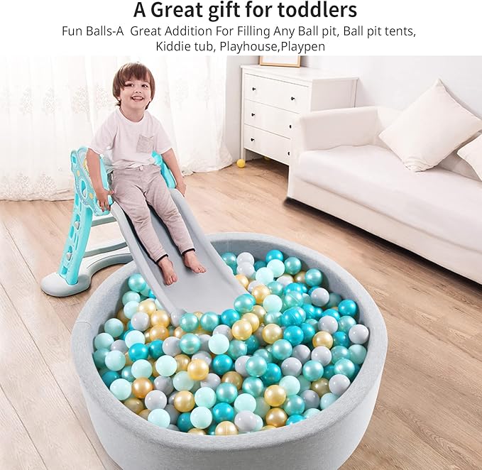 Ball Pit Balls Pack of 100 200 500 - Star and Round Set BPA Free Phthalate Free Non-Toxic Crush Proof Play Balls Soft Plastic Balls for Toddlers Baby Kids Birthday Pool Tent Party