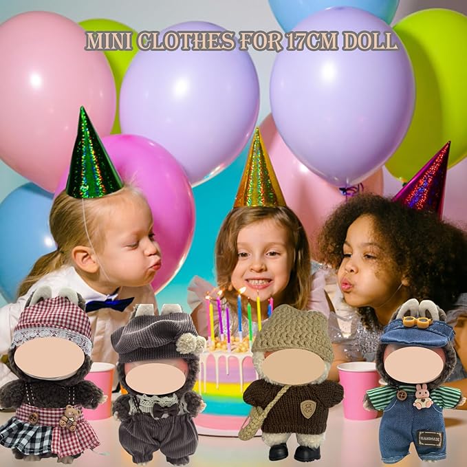 Clothes Set Compatible with 17cm Doll, Hat and Overalls Set for 15cm Doll Outfit Accessories Suit, Cute Clothe for Dress up Unique Style.
