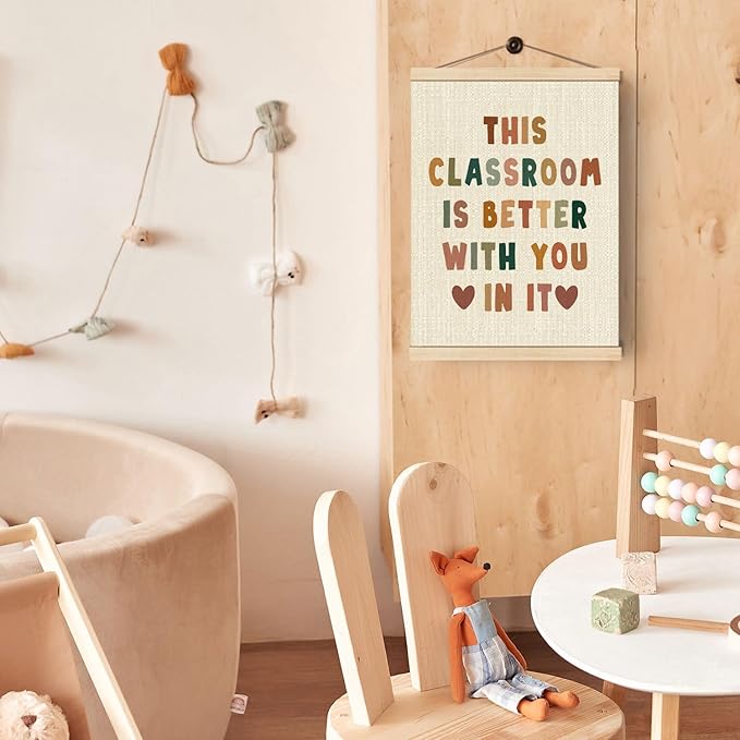 Boat Wades Inspirational Positive Affirmation Wall Art Poster Hanger Frame, Boho Classroom Decor, This Classroom Is Better with You in It Hanging Wall Decor for School Class Room, 12x16 Inch
