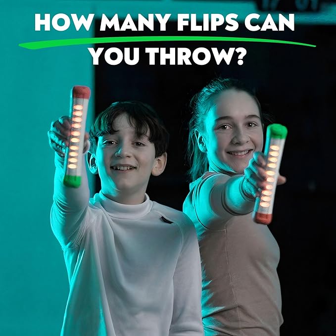Flip, Catch, Level Up! | 10x Auto-Counting Flip & Skill Games | Solo & Multiplayer Electronic Fidget Toy | Stick Flip Challenge for Teen Boys Girls Kids Teens & Adults | Epic & Cool Party Game Ages 8+