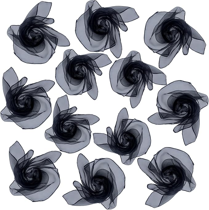 Dance Scarves 12 Pcs Juggling Scarves for Kids Play Silk Scarve for Babies Toddlers Children Movement Learning Education Musical Accessories Colorful Scarfs Magic Tricks Performance(Black)