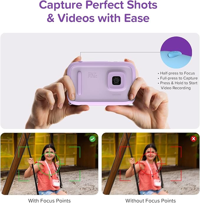 New AI Editor Camera for Kids myFirst Camera 50 Kids' Digital Camera 20MP Photos 1080P Video, Front & Selfie Lens Christmas Birthday Gifts for Boys & Girls Ages 4-15 Portable Travel Friendly (Purple)