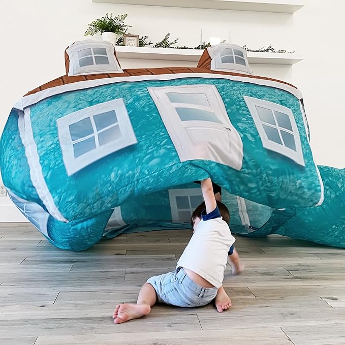 The Original Patented AirFort - Build A Fort in 30 Seconds, Inflatable Fort for Kids, Play Tent for 3-14 Years, A Playhouse Where Imagination Runs Wild, Fan not Included (Cabin)