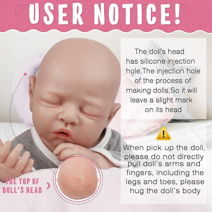 Vollence 18 inch Sleeping Silicone Baby Doll That Look Real,Reborn Baby Doll,Real Lifelike Baby Dolls - Boy