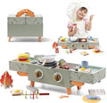 Wooden Kids Grill Playset with Play Kitchen Accessories| Pretend Play Toys for Toddlers 3-5, Cooking BBQ Play Food Toy for 3+ Year Old Boys & Girls, Birthday Gifts for Kids