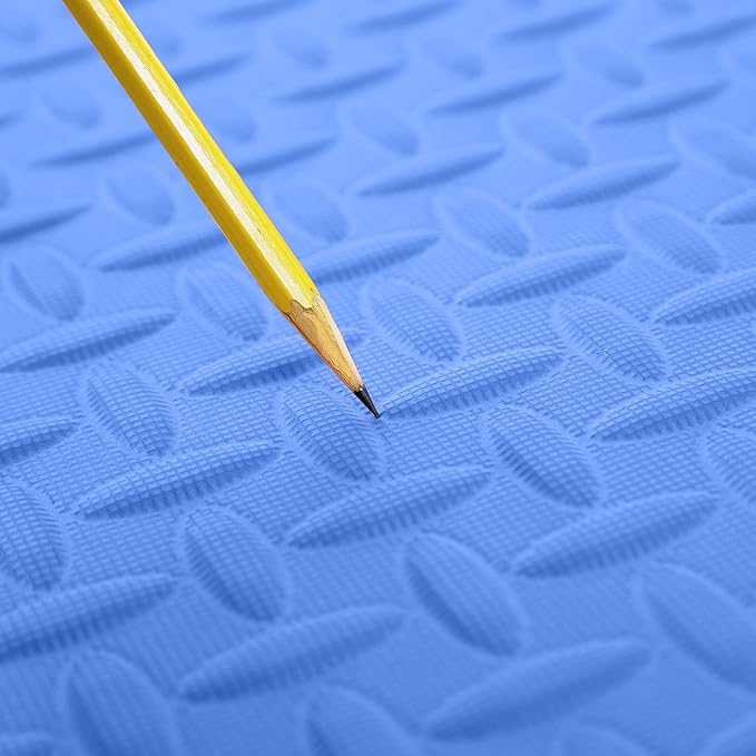 IncStores 1/2 Inch Thick Diamond Soft Foam Flooring Tiles | High-Density Interlocking Foam Tiles for Rugged Style in Your Home Gym, Playroom, and More | Blue, 6 Tiles