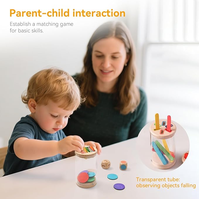 Montessori Wooden Color & Shape Sorting Toy Set for 1-3 Year Old Learning Fine Motor Skills & Color Recognition Educational Sensory Matching Games for Preschool Kids Safe, Durable Gift for Boys Girls