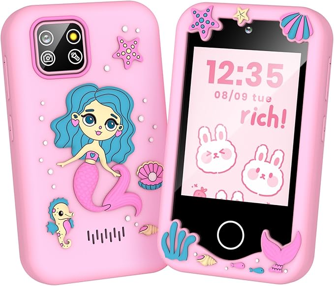Kids Smart Phone Christmas Birthday Gifts for Boys Age 3-10 Dinosaur Toys Smart Phone 2.8" Touchscreen Built-in 32G SD Card Dual Camera 28 Learning Games Music Player MP3 Music Player