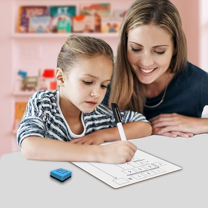 2 Pack Dry Erase Division White Board 9 x 12 Inch Small Lapboard l Durable Portable Double Sided Math Practice Whiteboard for Kids Students, Classroom and Home