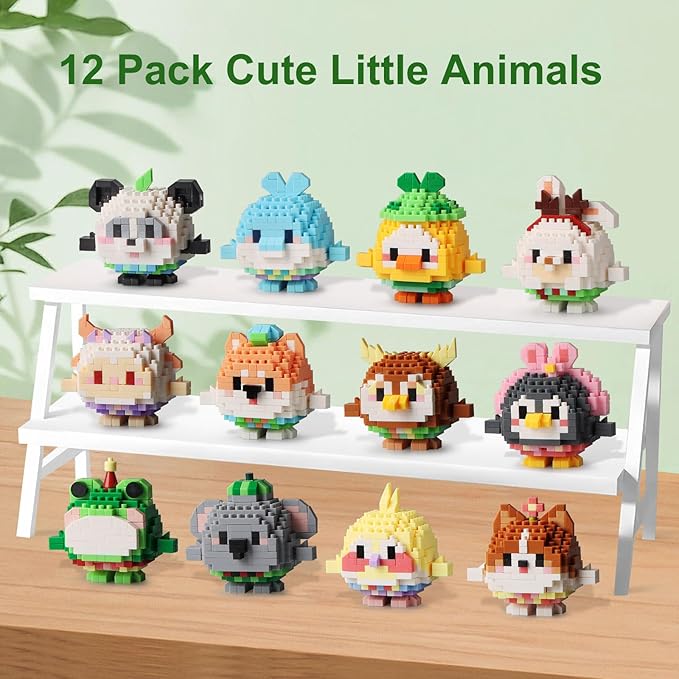 HIGH GODO 12Pack Animals Party Favors Building Set, 2491PCS Cute Animals Building Blocks for Goodie Bag Stuffers Classroom Prizes, Party Favors Birthday Gift for Kids Boys Girls Student 8+