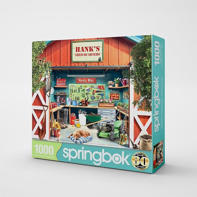 Springbok Shedquarters 1000 Piece Puzzle for Adults - Detailed Puzzle of a Handyman’s Workshop