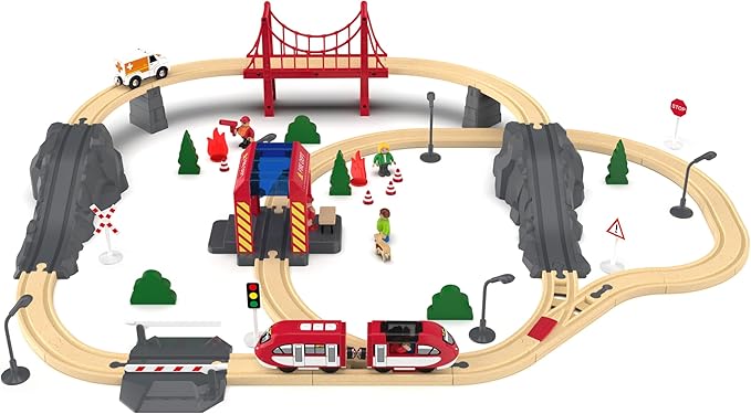 Motorized Locomotive for Wooden Track, Battery Operated Train Toys for Toddlers, Magnetic Set Compatible With Thomas, Brio, Chuggington, Electric for Kids Age 3 and Up