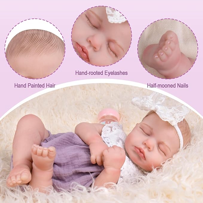 Aori Realistic Reborn Baby Doll 20" Lifelike Sleeping Newborn Girl with Poseable Limbs, Weighted Body, Feeding Set - Collectible Gift for New Moms, Grandparents, Kids 3+