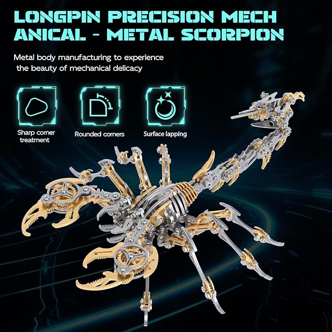 3D Metal Scorpion Puzzle - Laser-Cut DIY Challenge, Lifelike Collectible Decor for Adults & Teens, for Puzzle Enthusiasts & Nature Lovers(Gold)