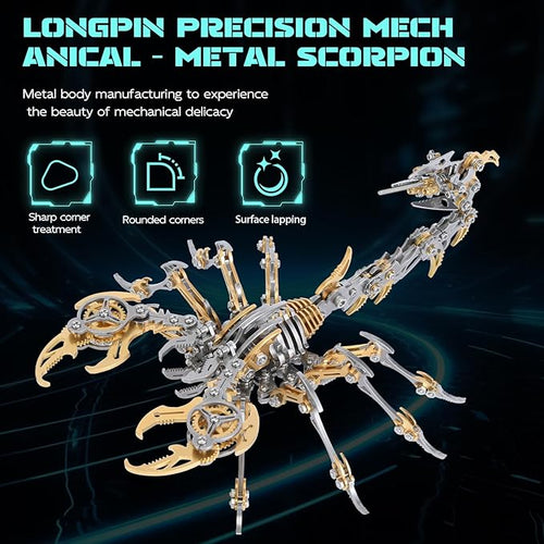 3D Metal Scorpion Puzzle - Laser-Cut DIY Challenge, Lifelike Collectible Decor for Adults & Teens, for Puzzle Enthusiasts & Nature Lovers(Gold)