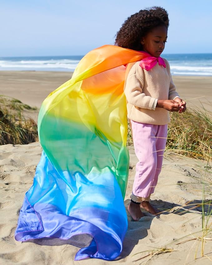 Sarah's Silks Giant Playsilk | 100% Silk Toy for Toddlers | Bright Colored Large Scarves for Fort Building and Pretend Play - Rainbow