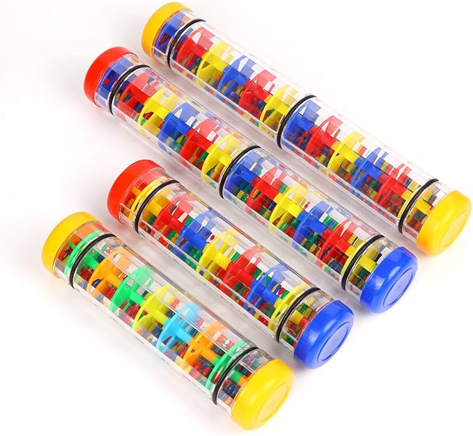 Rainmaker 12 inch Rain Stick for Babies Rattle Tube Rain Stick Shaker Music Sensory Auditory Instrument Toy for Baby Child Girl (12 inch Yellow)