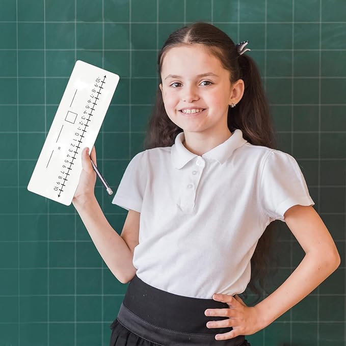 SCRIBBLEDO Negative Number Line Board 4”x12” Inch Lapboard Double Sided White Board Featuring -10 Through +10 Number Line & 0-20 Dry Erase Students Desk Whiteboard Math Manipulatives