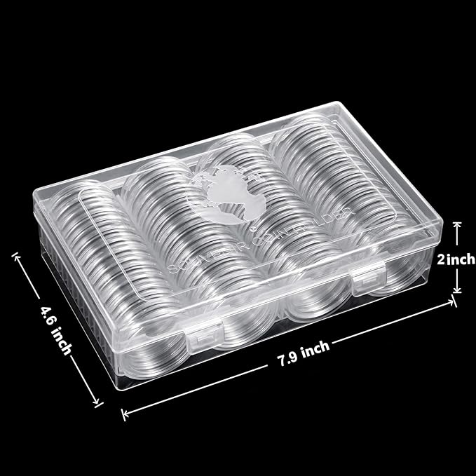 MUDOR 41 mm Coin Holder, 60 Pieces Silver Dollar Capsules with Foam Gasket, Professional Storage Case Box for Coin Collection