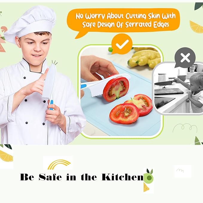Knives for Kids, 6-Piece Kitchen Cooking and Baking Knife Set, Children's Knives for Real Cooking, BPA-Free Kids' Toddler Knives