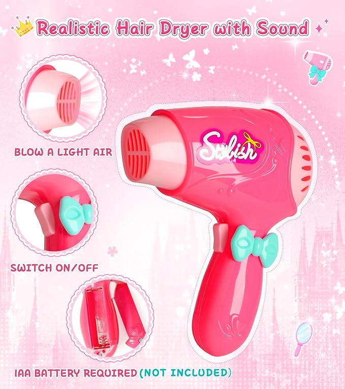 Princess Light Up Cape Dress Up Shoes, Kids Pretend Makeup Set for Girls Pretend Play Beauty Hair Salons Toys Gift for 3-6 Toddler Little Girls