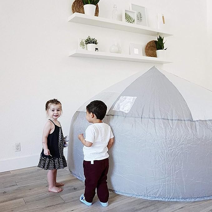 The Original Patented AirFort - Build A Fort in 30 Seconds, Inflatable Fort for Kids, Play Tent for 3-14 Years, A Playhouse Where Imagination Runs Wild, Fan not Included (Mod About Gray)