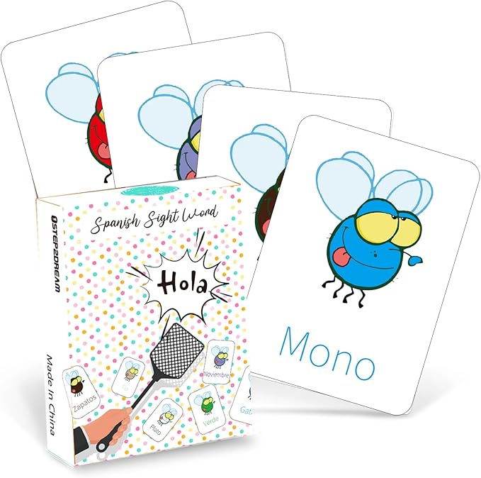 Spanish Sight Words – Interactive Learning Game with 4 Colorful Fly Swatters – Ideal for Homeschool & Classroom Activities