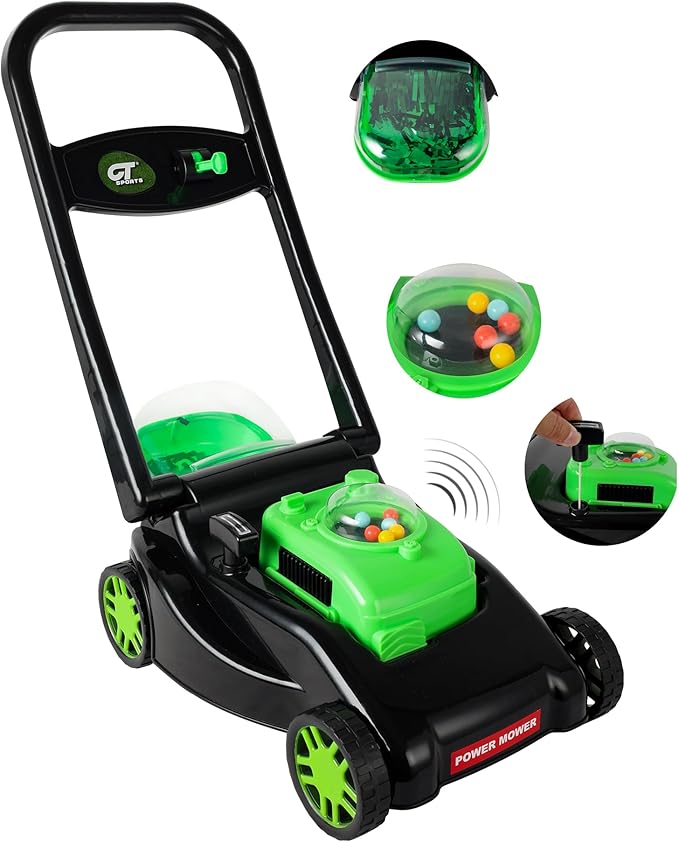Kids Lawn Mower with Realistic Grass-Cutting Action and Sounds – No Batteries Required | Fun Outdoor Push Toy, Birthday Gift & Halloween Present for 3, 4, 5, 6, 7, 8 Year Old Boys and Girls (Black)