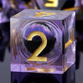 Dragon Eye Sharp Edge D&D Dice，DNDND 7PCS Resin Die with Gift Case for Dungeons and Dragon Talbel Game (Purple Dragon Eye)