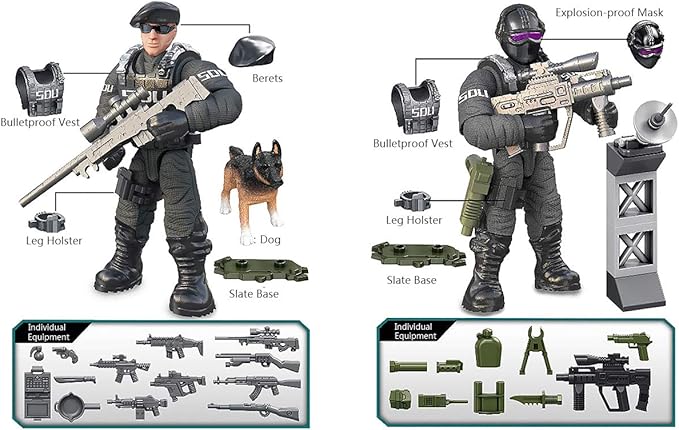 YEIBOBO ! Special Forces Mini Action Figure with Military Weapons and Accessories (Flying Tigers Team XJ-822)