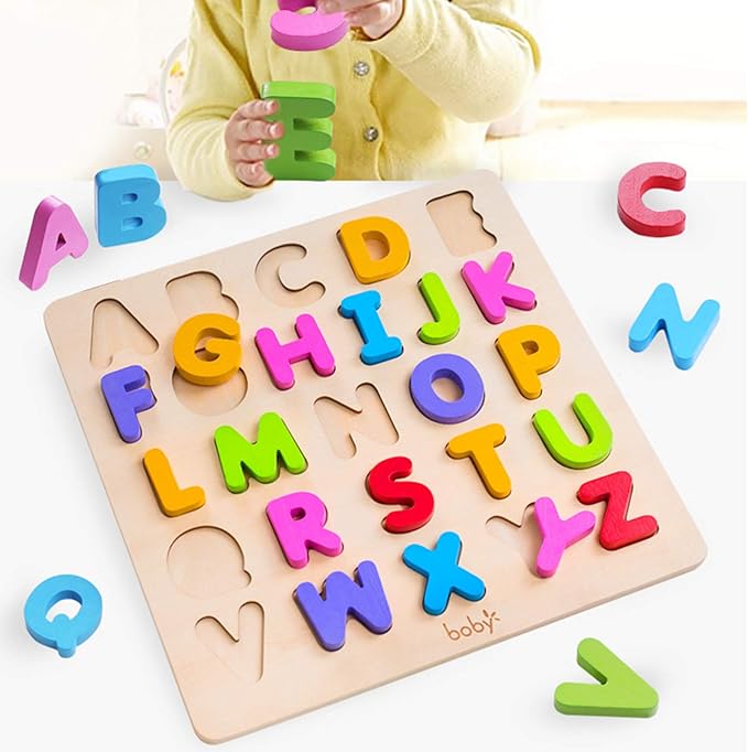 Wooden Alphabet Puzzle Toys, ABC Letter & Number Puzzles for Toddlers 3 Year Old, Preschool Learning Toys for Kids, Educational Gift for Boys Girls