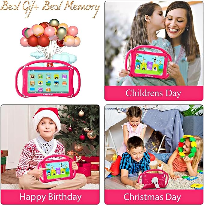 TOPELOTEK Kids Tablet 7 inch Toddler Tablet for Kids 3-7 WiFi Android 32GB Kids Tablets Kids Learning Educational APP Pre-Installed YouTube Netflix Parental Control Kid-Proof Case