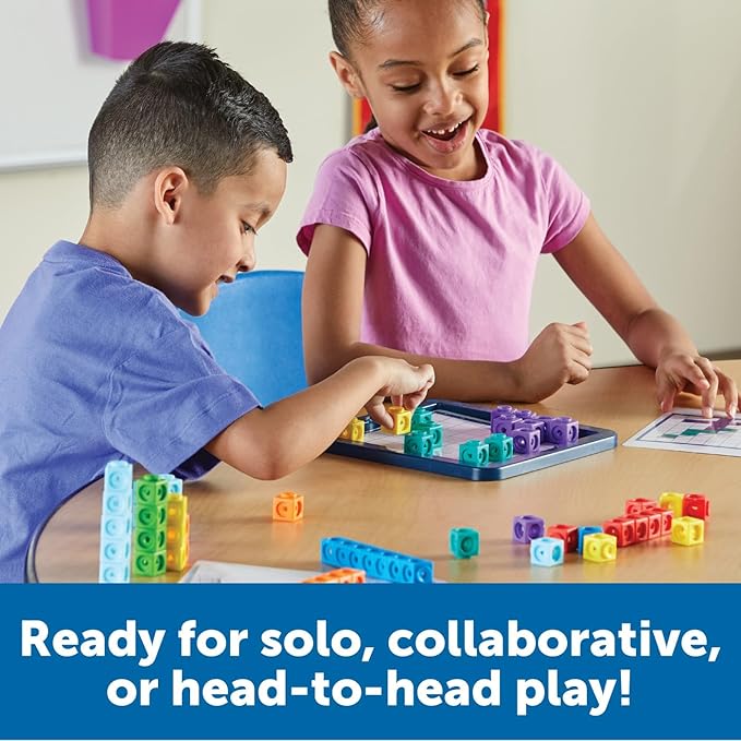 Learning Resources MathLink® Cubes Brain Puzzle Challenge, 80 Pieces, Ages 5+, Linking Cubes, Connecting Cubes, Math Manipulative, Counting Cube