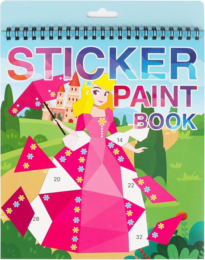 AEAHALY Crafts for Kids Ages 4-8 Paint by Sticker Princess Reusable Sticker Book for Kids Ages 4-8 Boys and Girls Birthday Gifts Party Favor, Travel Activity Book Set for Learning