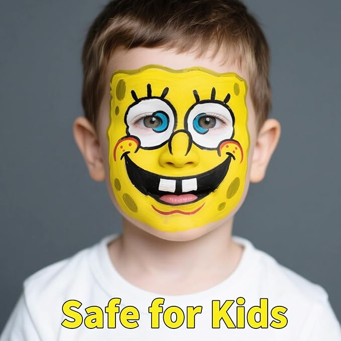 Yellow Face Paint Stick,Water-Based Yellow Body Paint Stick,Washable Full-Coverage Halloween Face Painting for Monster Lion Tiger Costume,Professional SFX Makeup for Cosplay,1.06 OZ