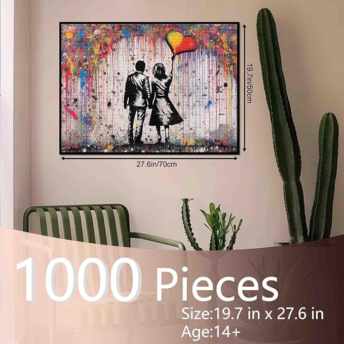 Tucocoo Graffiti Jigsaw Puzzles for Adults 1000 Pieces, Street Couple Love Banksy Art Jigsaw Puzzle Colorful DIY Puzzles for Home Decoration Gifts, Family Puzzle Perfect for Game Nights 20 x 27 inch
