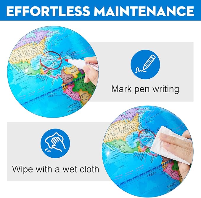 GOCHANGE Globe for Kids Learning, 10" Geography Educational Globe with Thickened Stand - More Stable for Children & Teachers, 360° Spinning Educational Tools & Desk Decorations & Gifts