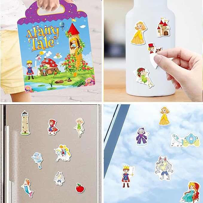 Reusable Sticker Book for Kids, Fairy Stickers Educational Learning Toys Travel Stickers Activity Books for Toddler Girls Boys Age 3+ Birthday Gifts