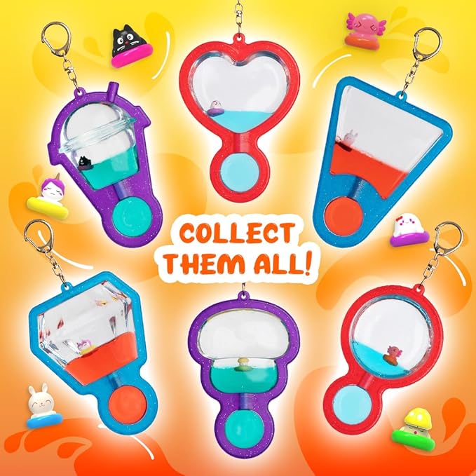 Goonameez, Hand-Held Sensory Toy with Floating Characters, Mesmerizing Water Mix Fidget Toy – Collect All 6 Unique Shapes for Squishy Fun, Perfect Travel Toy! (BunBun)