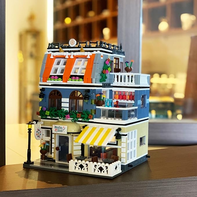 ENJBRICK Garden Hotel Assembly Square Building kit,Modular House Building Blocks Model Set for Teens and Adults.Collectible Display Toy Building Set 1284 PCS