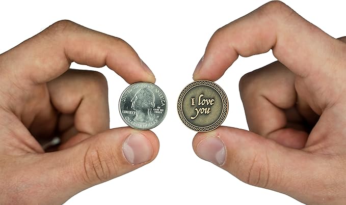 Bulk Set of 10 Romantic Love Expression Coins, I Love You, Grow Old Along with Me, The Best is Yet to Be, Anniversary Pocket Tokens for Date Night, Love Gift for Men & Women, from Him or Her