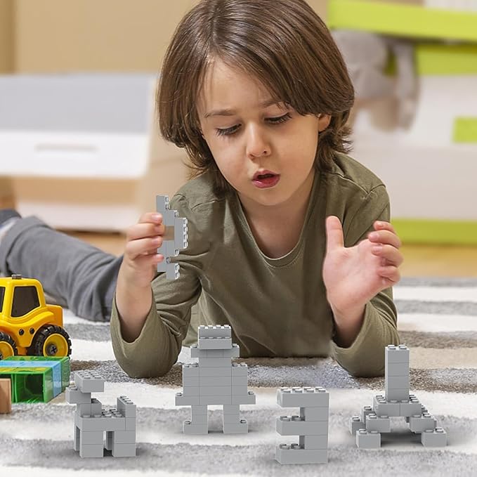 500 Piece Light Gray Bricks Bulk, Gray 2x4 Building Bricks Flat, Compatible with Lego Parts and Pieces: 2x4 Light Grey Bricks(Color: Light Gray), A0001