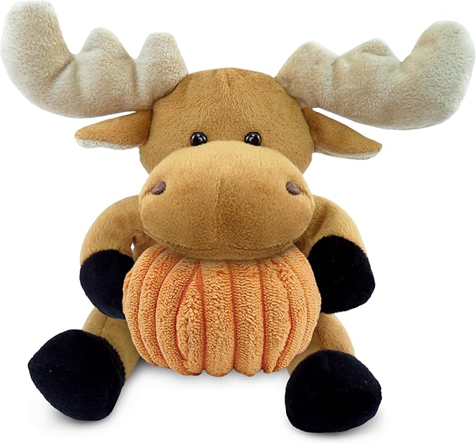 DolliBu Super Soft Moose Stuffed Animal with Pumpkin Decor and Name Personalization - Pumpkin Plush Animal for Fall, Halloween and Thanksgiving for Baby, Kids, Adults - 6 Inch
