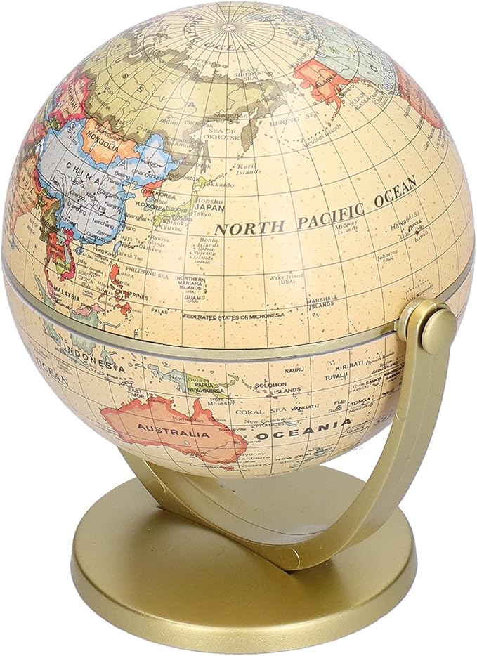 World Globe for Adults, Clear Plastic, Political Map, Desktop Rotating Earth Geography Globe