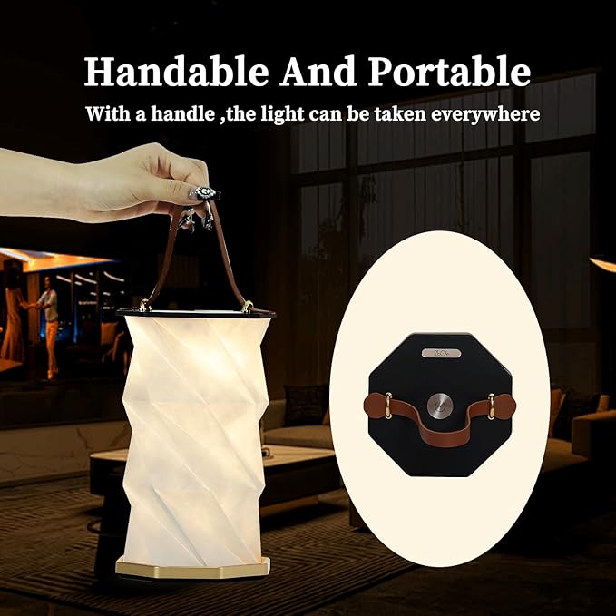 Portable Foldable Table Lamp with USB Rechargeable Battery, 3-Level Dimmable Touch Control Night Light, Folding Paper Lantern Light for Home Office Bedroom Reading (Black)